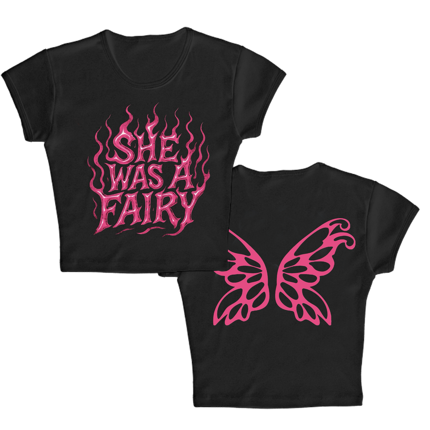 SHE WAS A FAIRY BABY TEE - BLACK
